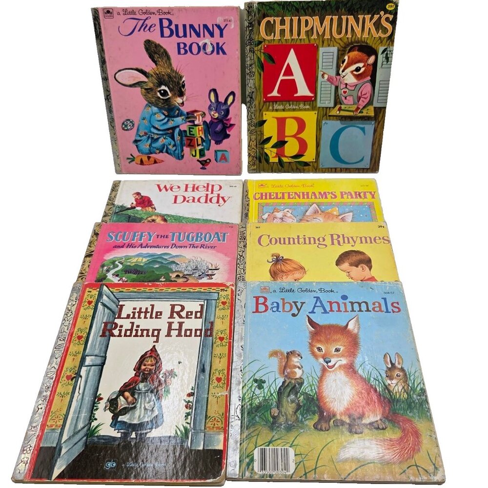 Little Golden Books Lot Hard Cover Vintage Chipmunks Little Red Riding Hood 1956